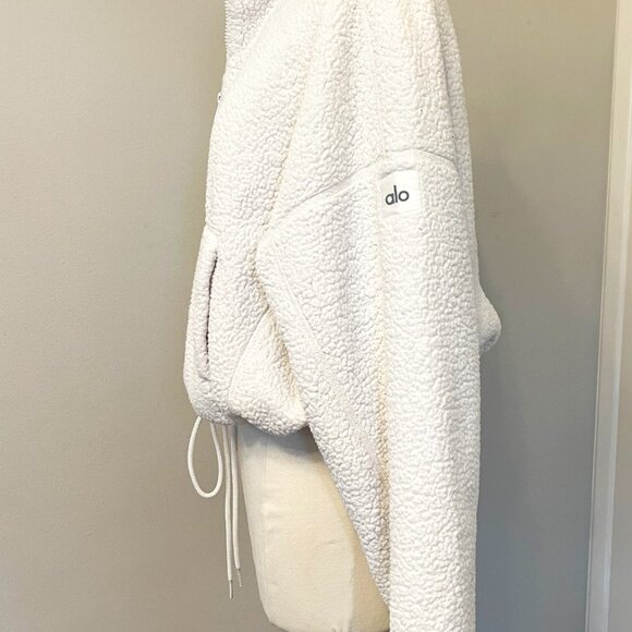 Alo Yoga Double Fleece Half Zip Sherpa with Front Pocket Crop Size M - Picture 6 of 11